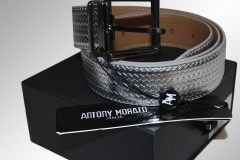 ANTONY MORATO Leather Belt Silver Zig-Zag